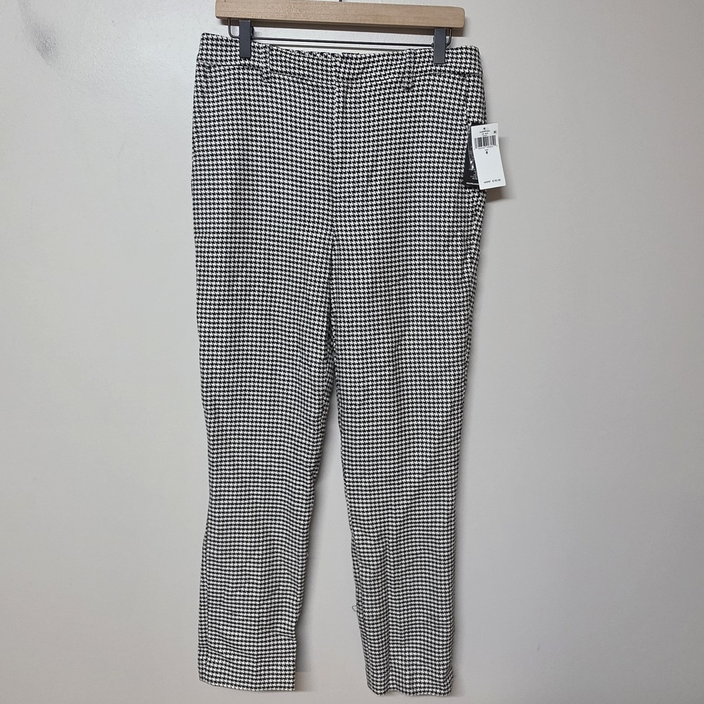 Lauren Ralph Lauren Houndstooth Pants Womens 8 Linen Wool Sand/Black NWT $195